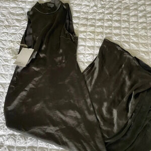 Fame and Partners black high neck satin maxi dress